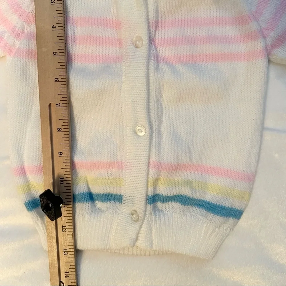 Vintage Hand Knit 2pc Outfit Cardigan Sweater & Pants Girls Toddler 2T stripe